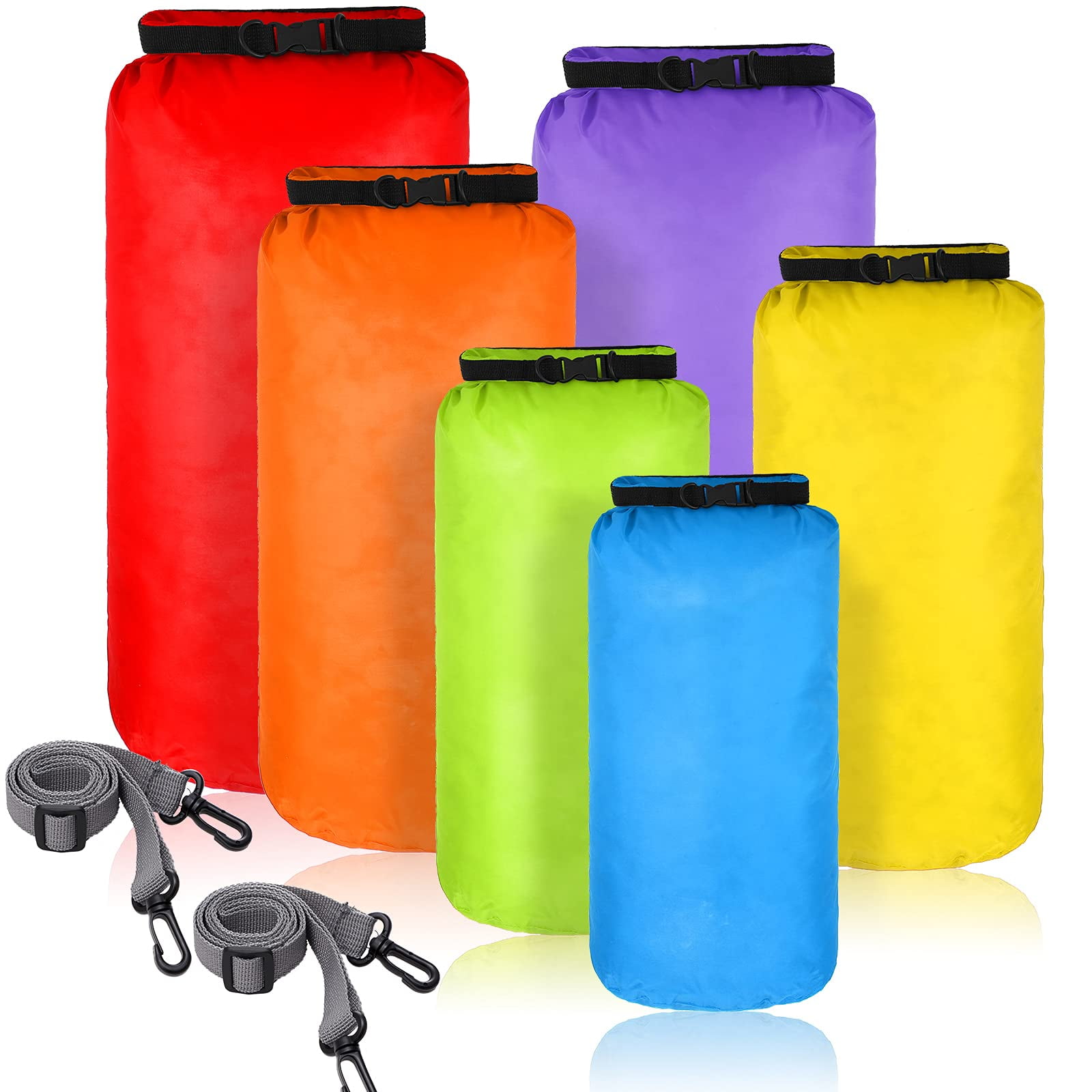 Colorful Waterproof Dry Bag Set Ultralight Stuff Sack with Adjustable Straps for Camping Kayaking Boating Hiking Travel