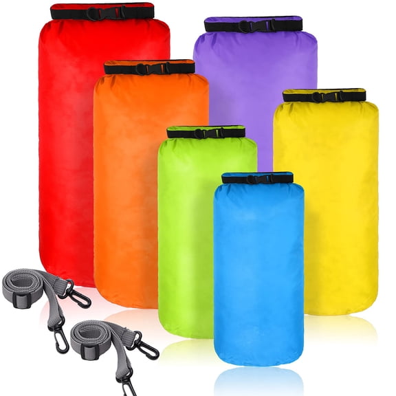 Colorful Waterproof Dry Bag Set Ultralight Stuff Sack with Adjustable Straps for Camping Kayaking Boating Hiking Travel