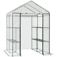 thumbnail image 2 of Outsunny 5' x 5' x 6' Mini Walk-in Greenhouse Kit, Portable Green House with 3 Tier Shleves, Roll-Up Door, and Weatherized Plastic Cover for Backyard Garden, Garden, 2 of 9