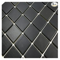 2x2 Matte Black Porcelain Mosaic Tile – Slip Resistant 12x12 Mesh-Mounted Sheet for Bathroom Floor, Shower Wall, Kitchen Backsplash (Box of 5 Sheets – 5 Sq.Ft)
