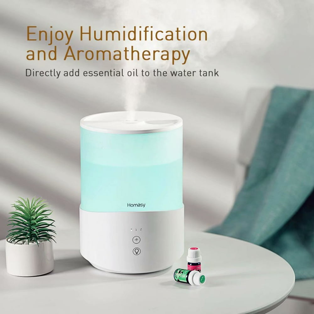 Homasy Cool Mist Humidifier, 2.5L Essential Oil Diffuser with 7Color