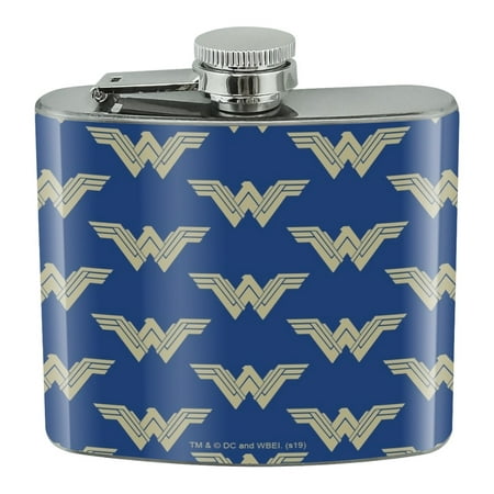 

Wonder Woman Movie Blue Logo Pattern Stainless Steel 5oz Hip Drink Kidney Flask