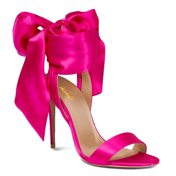 XYD Women Elegant Open Toe Ribbon Sandals Lace Up Stiletto High Heels Evening Club Dress Shoes Size 7 Fuchsia