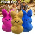 thumbnail image 3 of Lovely Peeps Easter Plush with Gingham Plaid Sides Blue Rabbit Easter Basket Gift Present,Rose red, 3 of 3