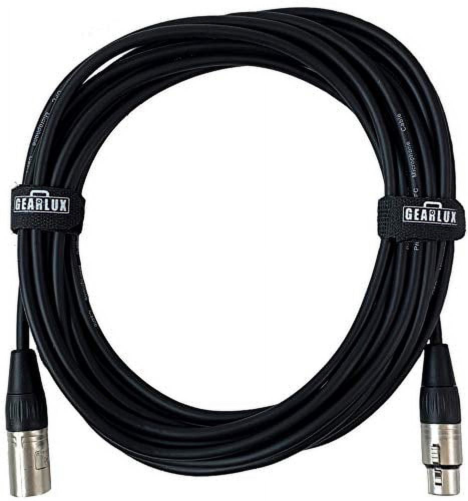 Gearlux 25-Foot XLR Microphone Cable, Fully Balanced, Male to Female, Black - 6 Pack