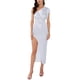 thumbnail image 1 of INSPIRE CHIC Vestido de Mujer de Un Hombro con Brillo Metálico, Cintura con Nudo, Falda con Abertura, Maxi Vestido de Cóctel XL Blanco, 1 of 6