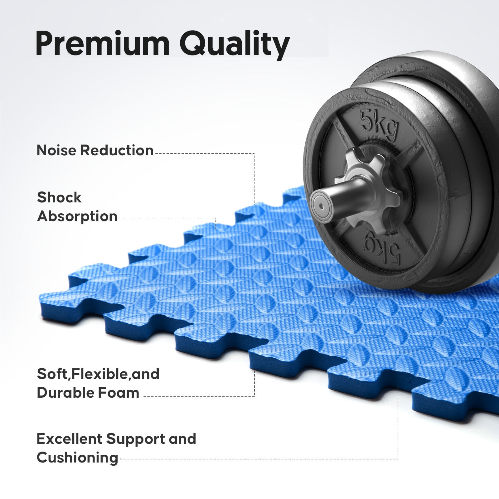Home Gym Mat, Puzzle Exercise Mat, EVA Interlocking Foam Floor Tiles for Home Workout Equipment and Kids' Play Areas - Blue, 24 in x 24 in x ½ in - 32 Tiles