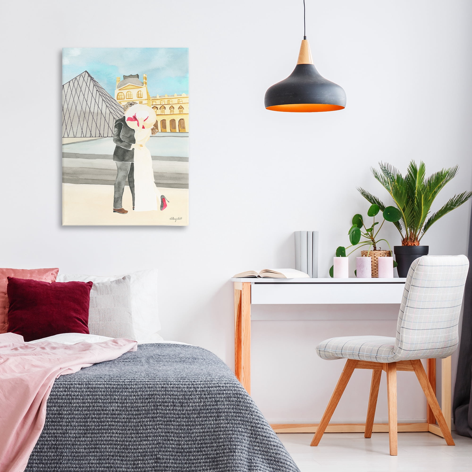 Stupell Industries Couple Embrace At The Louvre Canvas Wall Art, design by Hillary Holt