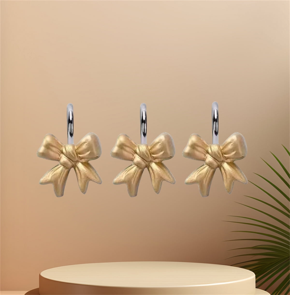 Bow Knot Shower Curtain Hooks,Rustproof Shower Hangers,Pack of 12 Resin Bow Curtain Hooks for Bathroom,Room,Art Decors (Gold)
