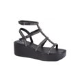 thumbnail image 1 of Sandalias casuales de plataforma con diseño de tiras cruzadas con diamantes en uniclor con correa ajustable al tobillo para mujer, 1 of 5