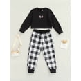 thumbnail image 2 of xiaxaixu Enfants Butterfly Broderie Col Rond Manches Longues Hauts+ Pantalons Longs, 2 of 9