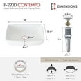 thumbnail image 5 of Stylish Vessel 19"W x 13 ⅜"D White Porcelain Rectangular Bathroom Sink with Pop Up Drain P-220D, 5 of 11