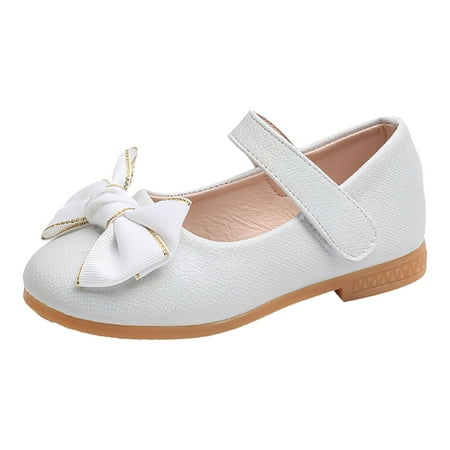 Kureaily Summer Children Sandals Girls Casual Shoes Flat Bottom Lightweight Solid Color Bow Minimalist Style 5.5-6 Years