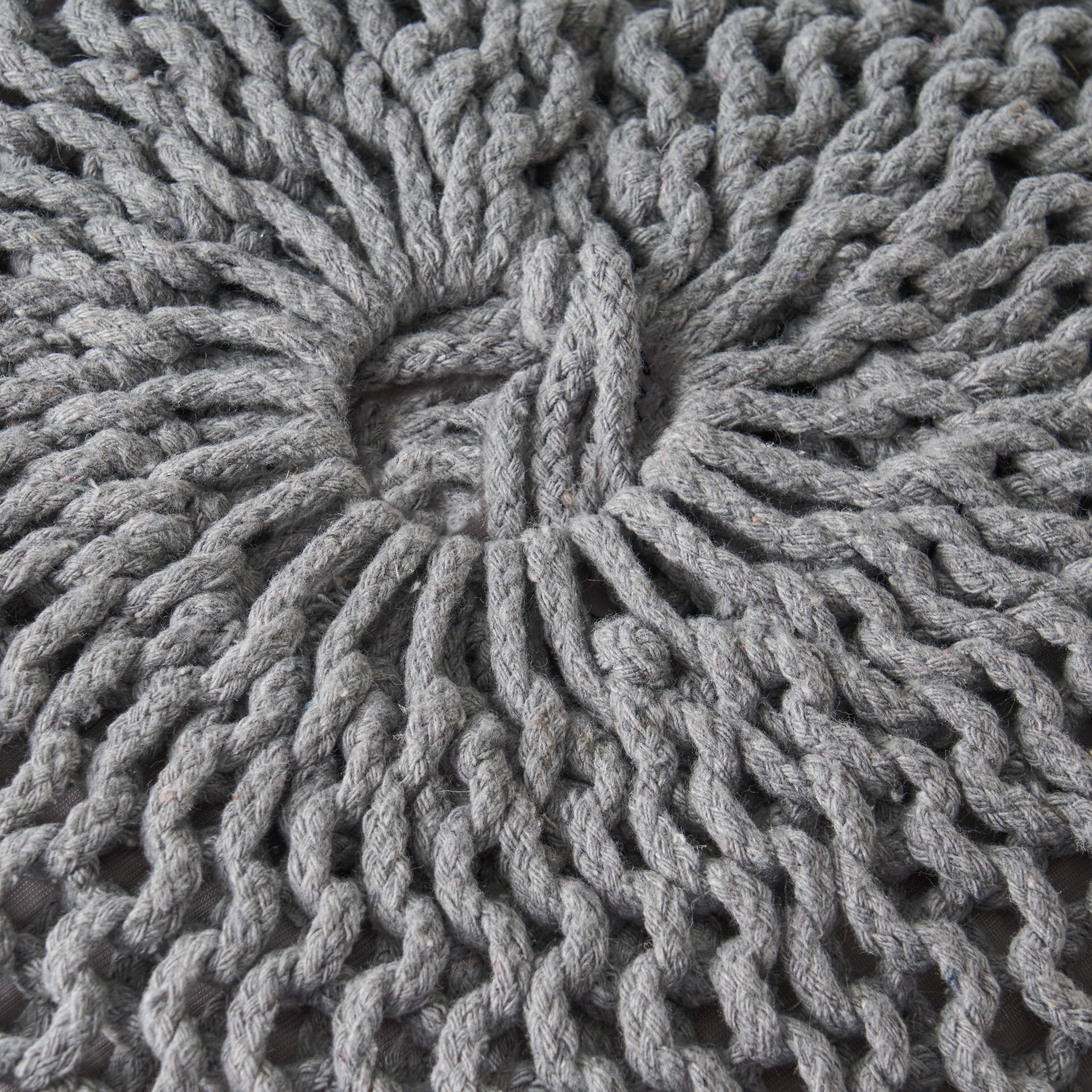 Noble House Round Plush Fabric Poufs, Gray