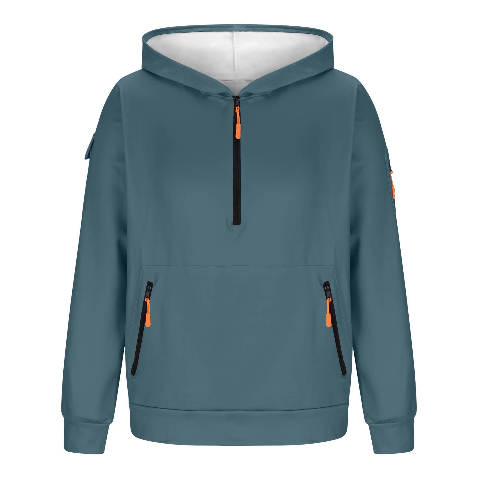 LNWUY (S-5XL) Hoodies for Men Plus Size Big and Tall Sweatshirts Quarter Zip Hoodie Pullover Fleece Oversized Hooded Sweatshirt Blue XXXXL