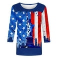 thumbnail image 4 of Plus Size 3/4 Sleeve Shirts for Women Independence Day Crewneck Tunic Tops 4th of July American Flag Patriotic Tshirts Trendy Stars Stripes Graphic Tee Shirt Loose Comfy Vacation Outfits 2025, 4 of 5