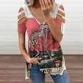 thumbnail image 2 of Tarot Card Death Womens Summer V Neck Zipper Top Short Sleeve T Shirt Off Shoulder Top Casual Classy Loose Shirts, 2 of 7