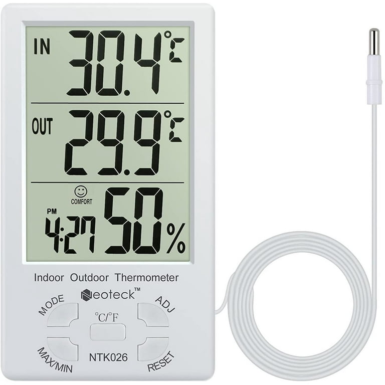 Indoor Outdoor Thermometer, Digital Hygrometer Thermometer, Lcd