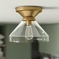 thumbnail image 3 of Evelyn&Zoe 12" Brushed Brass Metal/Glass Semi Flush Mount, 3 of 6