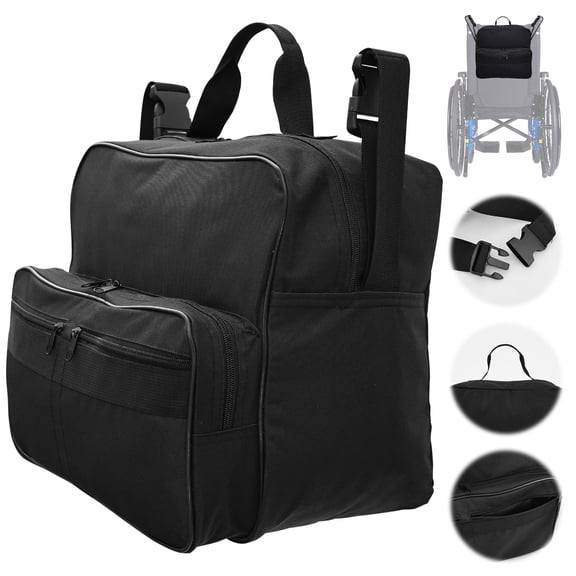 Ikoopy Wheelchair Bag Large Capacity Wheelchair Backpack for Back of Chair Water Resistant Scooters Storage Accessories Rear Backpack Pouch Back of Seat Bag for Mobility Scooters