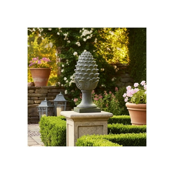 Garden Statuary Polyresin Pinecone Accent for Home or Garden Use - 30" Gray