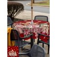 thumbnail image 4 of Outdoor Tablecloth with Umbrella Hole and Zipper, Red Gingerbread Christmas Square Table Cloth 60x60 Inch Waterproof Tablecloth, Xmas Tree Gift House Star Picnic Table Cover for Patio Camping, 4 of 7