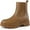 Mud yellow, variant on HARVEST LAND Womens Platform Chelsea Boots Fashion Mid Calf Lug Sole Boots Slip on Chunky Booties
