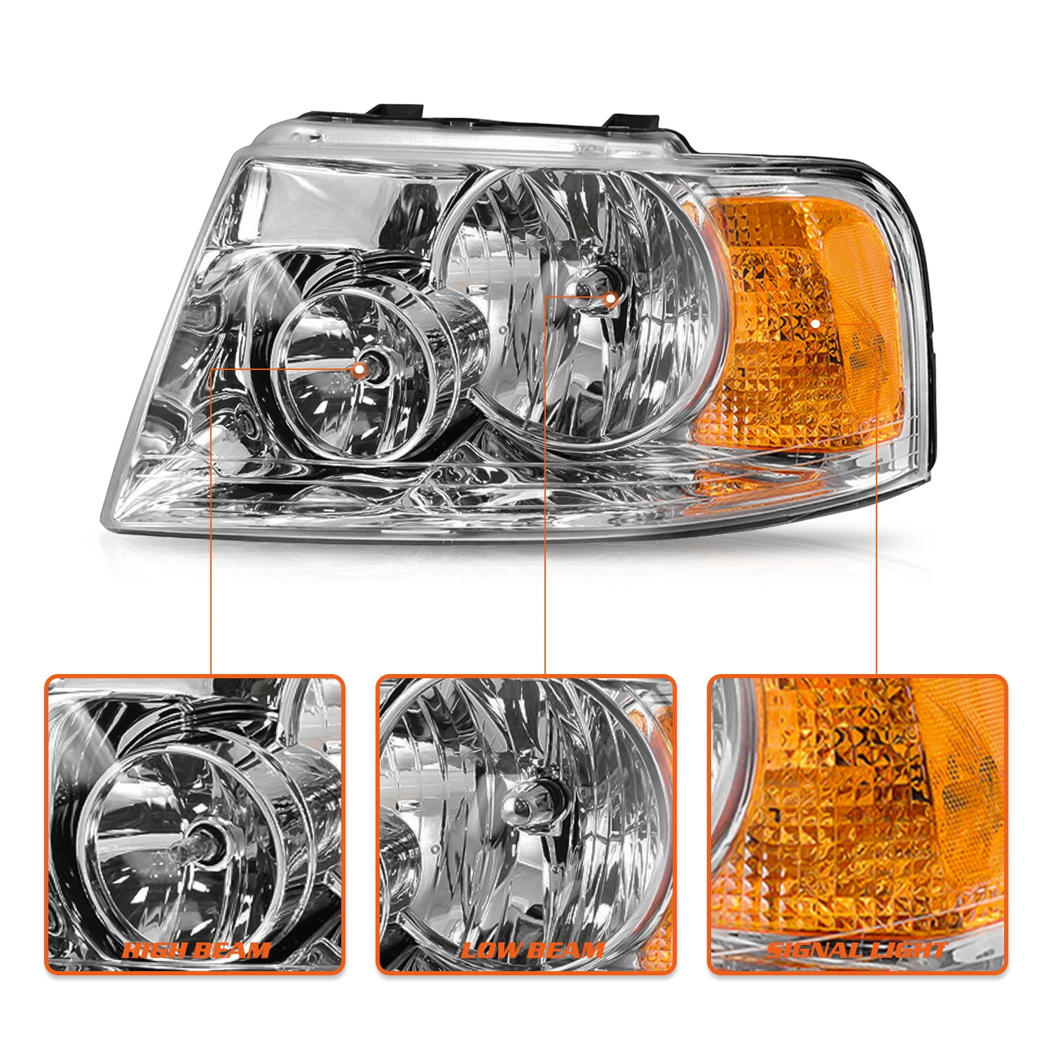 Pair W/Bulb Headlamp For 2003-2006 Ford Expedition Headlights Left & Right Side