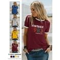 thumbnail image 4 of Xuanfei Women Vintage 1983 Round Neck Contrast Color Short Sleeve T-Shirt, 4 of 7