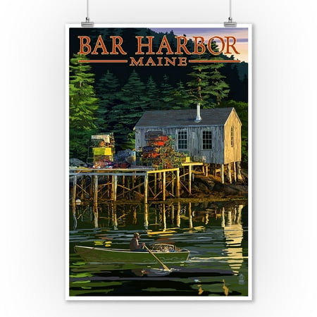 Bar Harbor, Maine - Lobster Shack - Lantern Press Artwork (9x12 Art Print, Wall Decor Travel