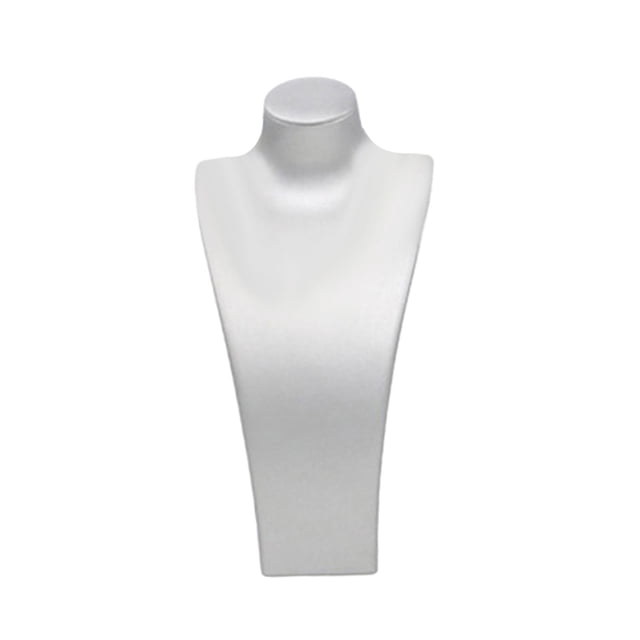 Expositor de busto para collares, soporte de maniquí para collares, elegante estante de almacenamiento, organizador de joyas de cuero sintético para 16 cm x 85 cm x 32 cm