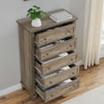 thumbnail image 6 of Memoryfield Wood 5-Drawer Tall Dresser, 48 in Chest of Drawers with Metal Handles, Storage for Bedroom, Living Room, Gray, 6 of 9