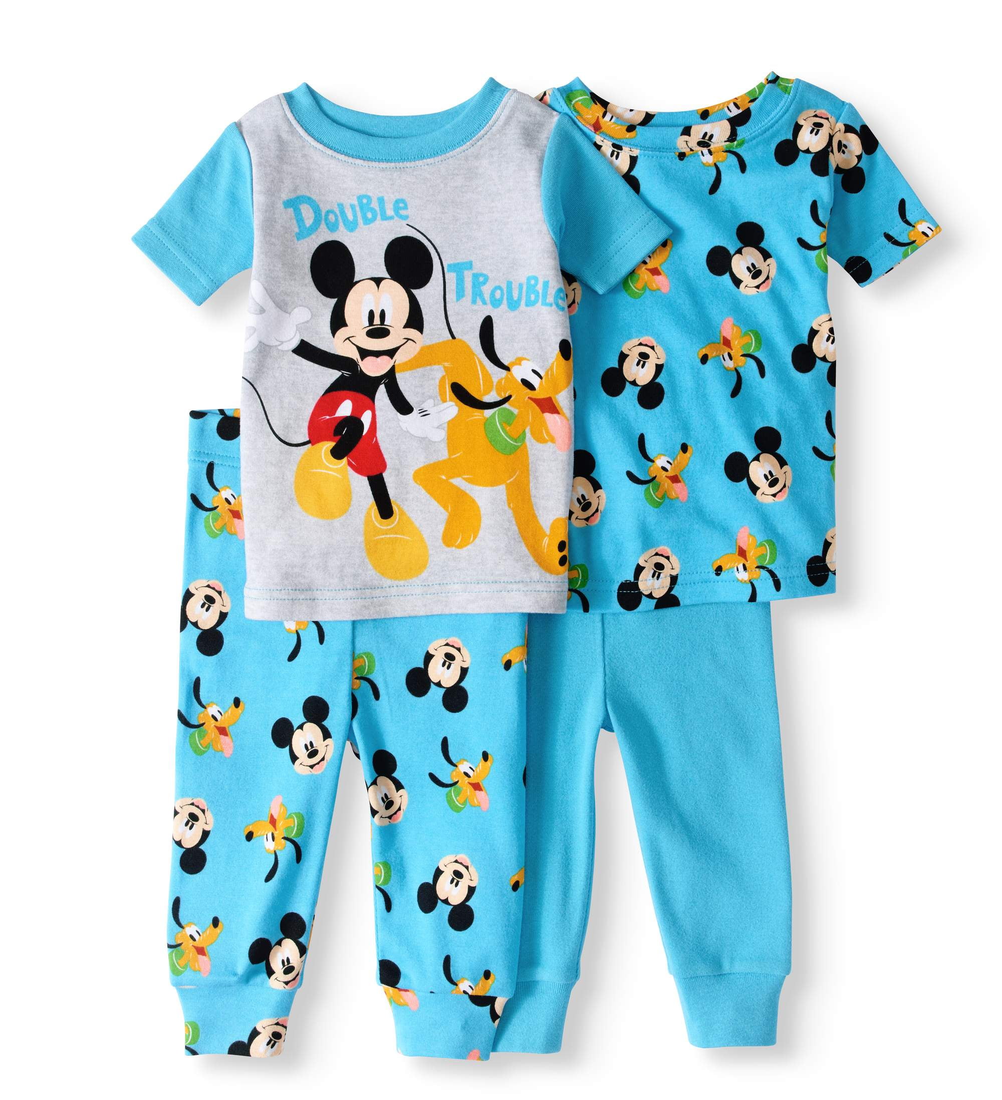 Mickey Mouse & pluto newborn baby boy cotton tight fit pajamas, 4pc set