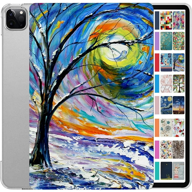 iPad PRO 11 Pouces 2 3 4 Generation A2228 A2068 A2230 A2231 MY232LL/A MXDC2LL/A MXDE2LL/A Étui Rigide Mince Imprimée avec Support Protecteur - Emblème Couleur