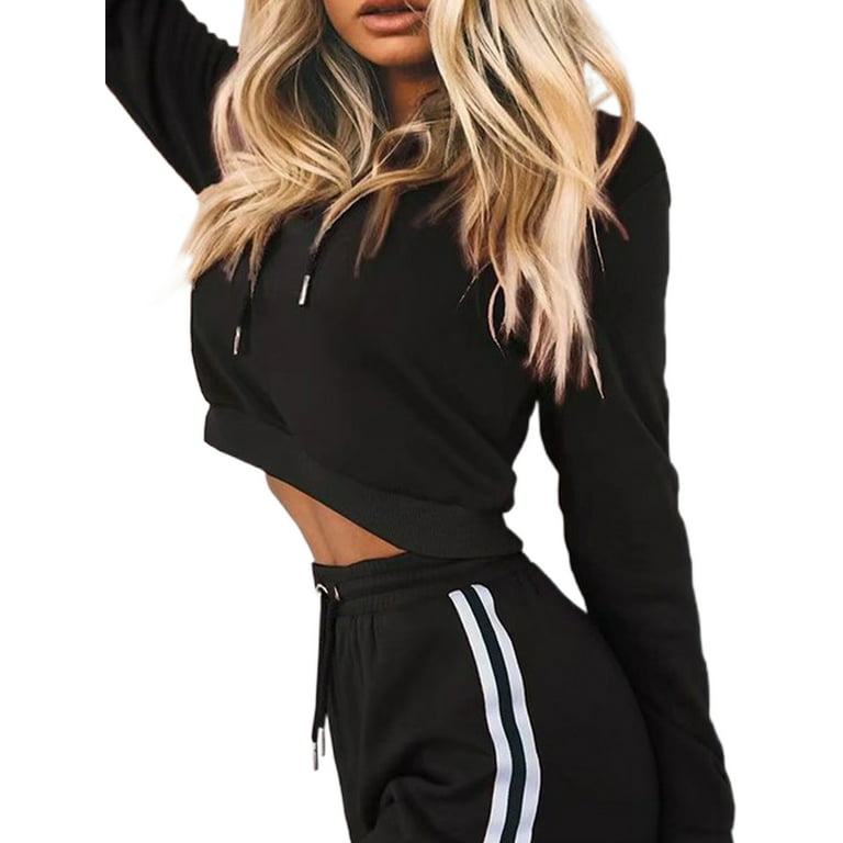 Avamo Ladies Two Piece Outfit Long Sleeve Jogger Set Hoodies