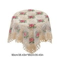 thumbnail image 3 of Retro Lace Tablecloth 35 Inch Embroidered Table Cover Decorative Dining Doily for Wedding & Cafe, White with Pink Flora, 3 of 6