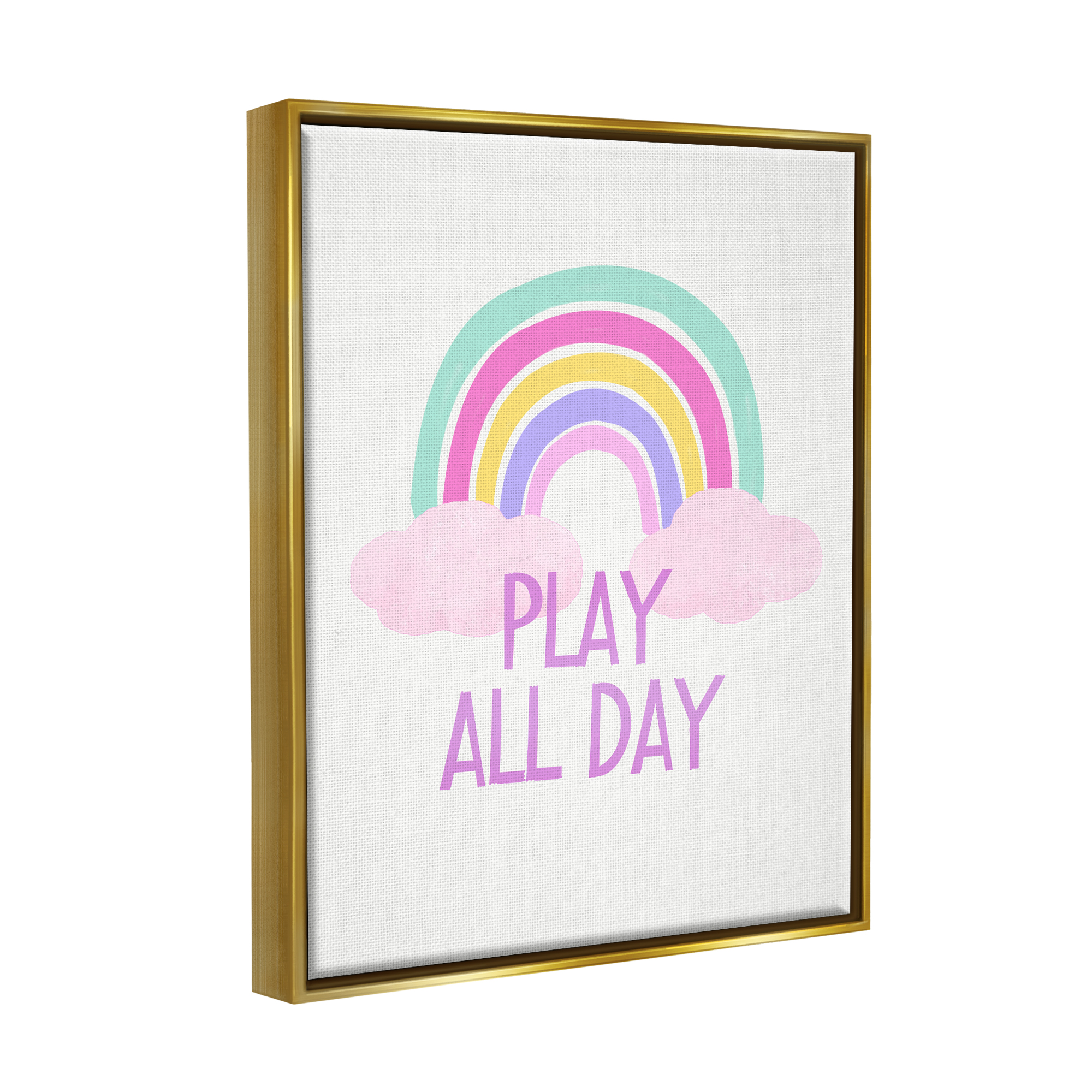 Stupell Industries Play All Day Pastel Nature Painting Gold Floater Framed Art Print Wall Art, 25 x 31
