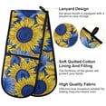 thumbnail image 4 of Dailycode Double Sided Oven Mitt with Loop Heat Resistant Kitchen Long Potholders 7" x 35" Blue Yellow Sunflowers, 4 of 6