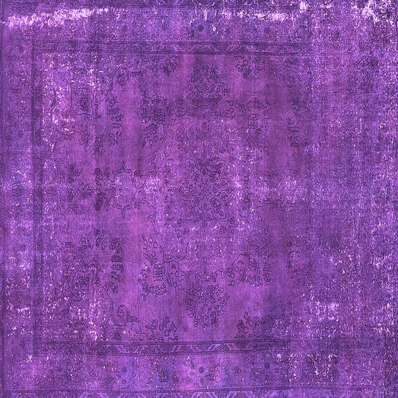 Ahgly Company Indoor Square Oriental Purple Industrial Area Rugs, 7' Square