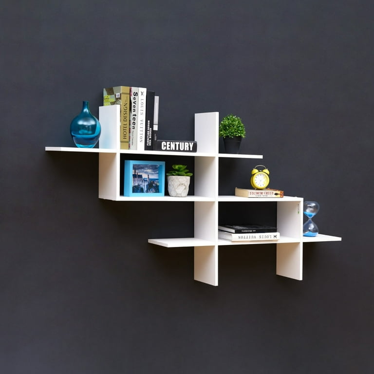 Danya B 5 Shelf Asymetric Wall Shelf, Black