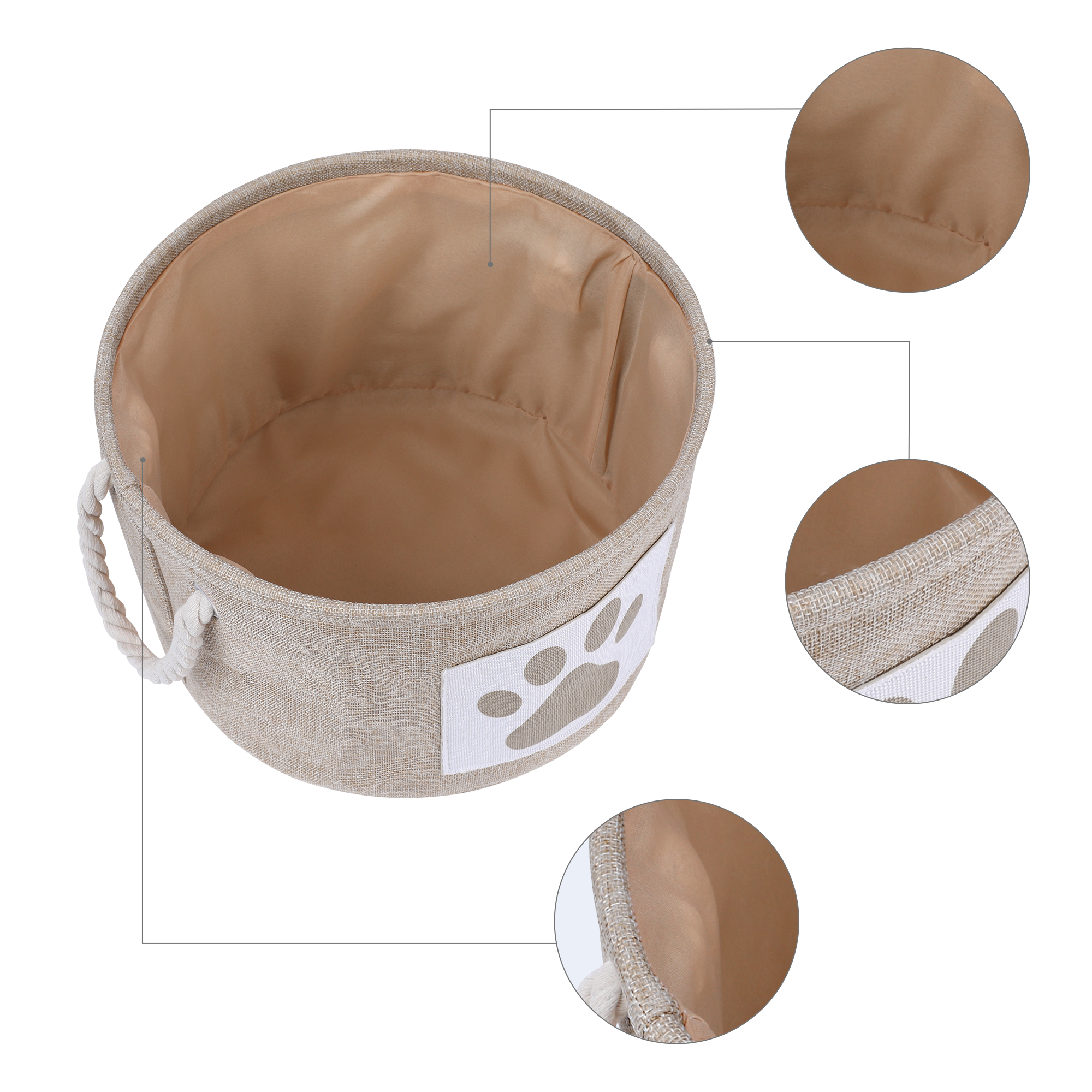 Unique Bargains Cotton Storage Cube with Handles Khaki 13*8.1in