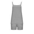 thumbnail image 6 of Htigea Women's Linen Two Piece Sets Breathable Adjustable Straps Camisole Sleeveless Tops and Shorts Casual Comfy Beach Travel Outfits Gray M, 6 of 7