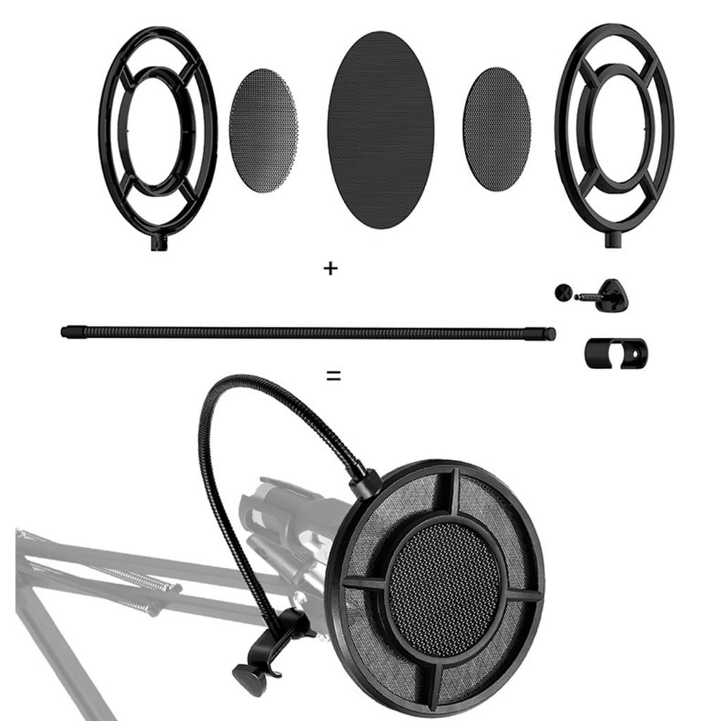 Double Layer Studio Microphone Pop Filter Flexible Windscreen Sound Filter Shied