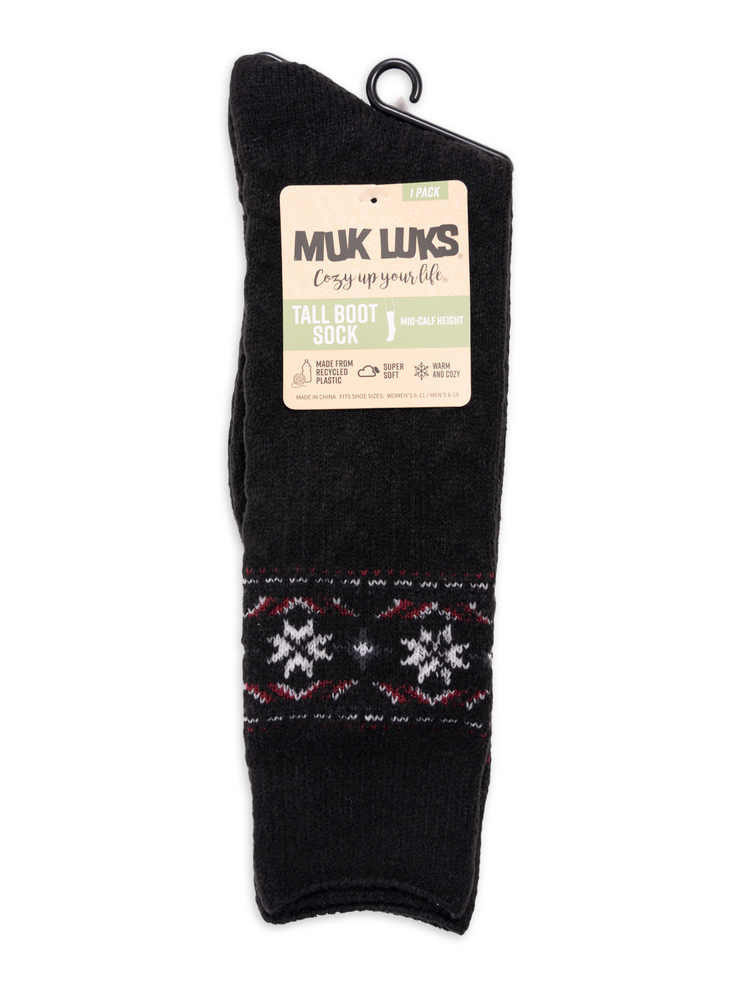 Muk Luks Women's Microfiber Mid-Calf Tall Boot Sock, 1-Pack, Size 6-11