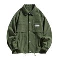 thumbnail image 1 of JHLZHS Flannel Jacket Mens Cargo Jackets Button Oversize Streetwear Jackets Pockets Vintage Spring Fall Lightweight Jackets Denim Jacket Men 1241, 1 of 3
