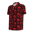 thumbnail image 2 of Balery Red Skulls Printed Men’s Short Sleeve Polo Shirt, Midweight Men's Shirt,Golf Polo shirts -3X-Large, 2 of 9