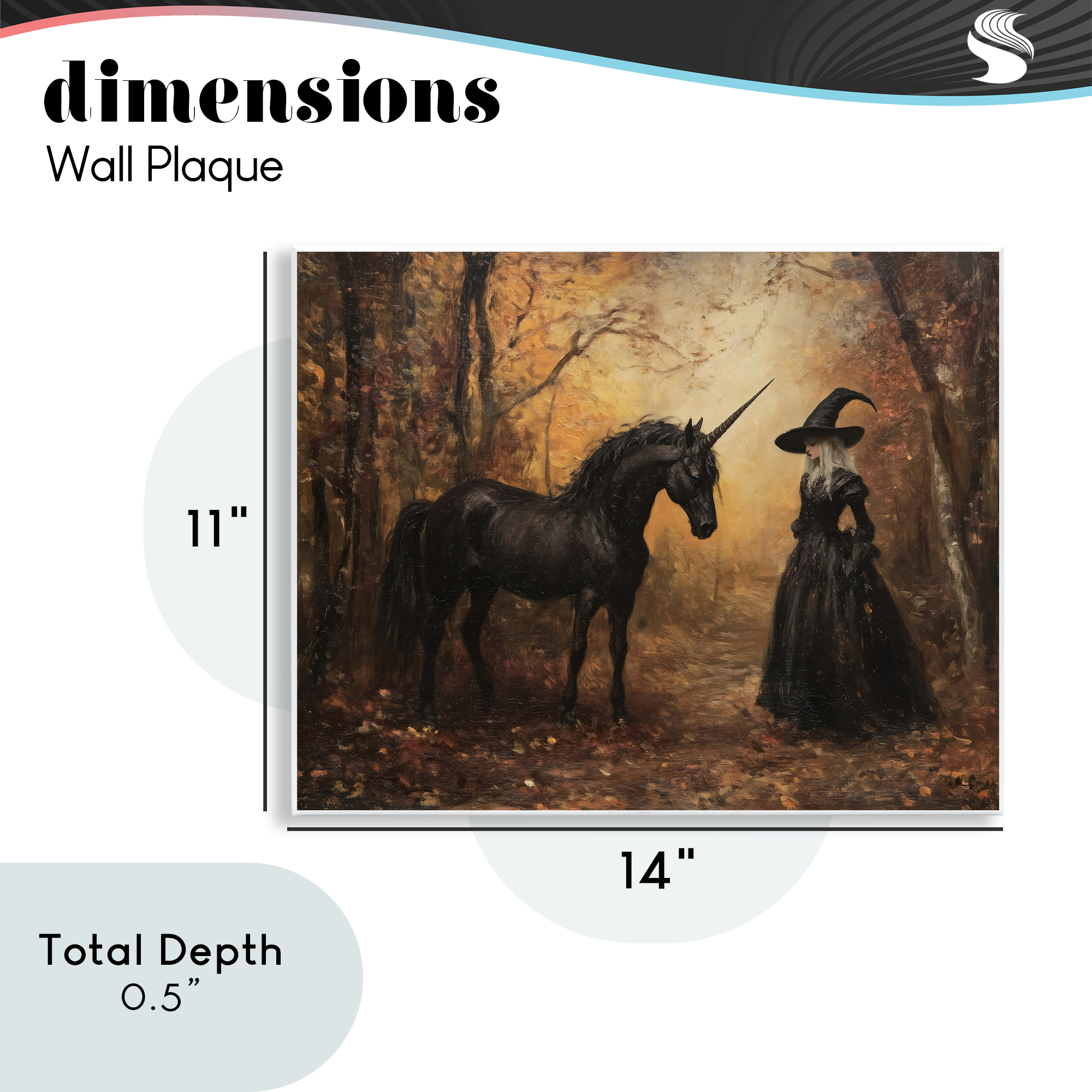 Witch & Black Unicorn Wall Plaque Art, design by Arlington Prints