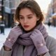 thumbnail image 5 of Rapeiae Touchscreen Knitted Gloves for Women Winter Knitted Yarn for Warmth Cute Five Student Winter Cycling Bow, 5 of 7