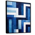 thumbnail image 2 of Designart "Sapphire Symmetry In Blue And White" Abstract Shapes Floater Framed Wall Decor, 2 of 5