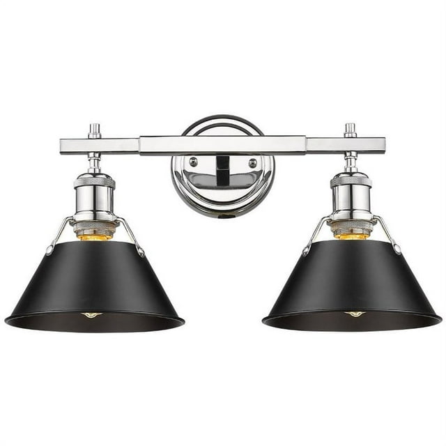 Beaumont Lane 2 Light Steel Vanity Light in Chrome and Black